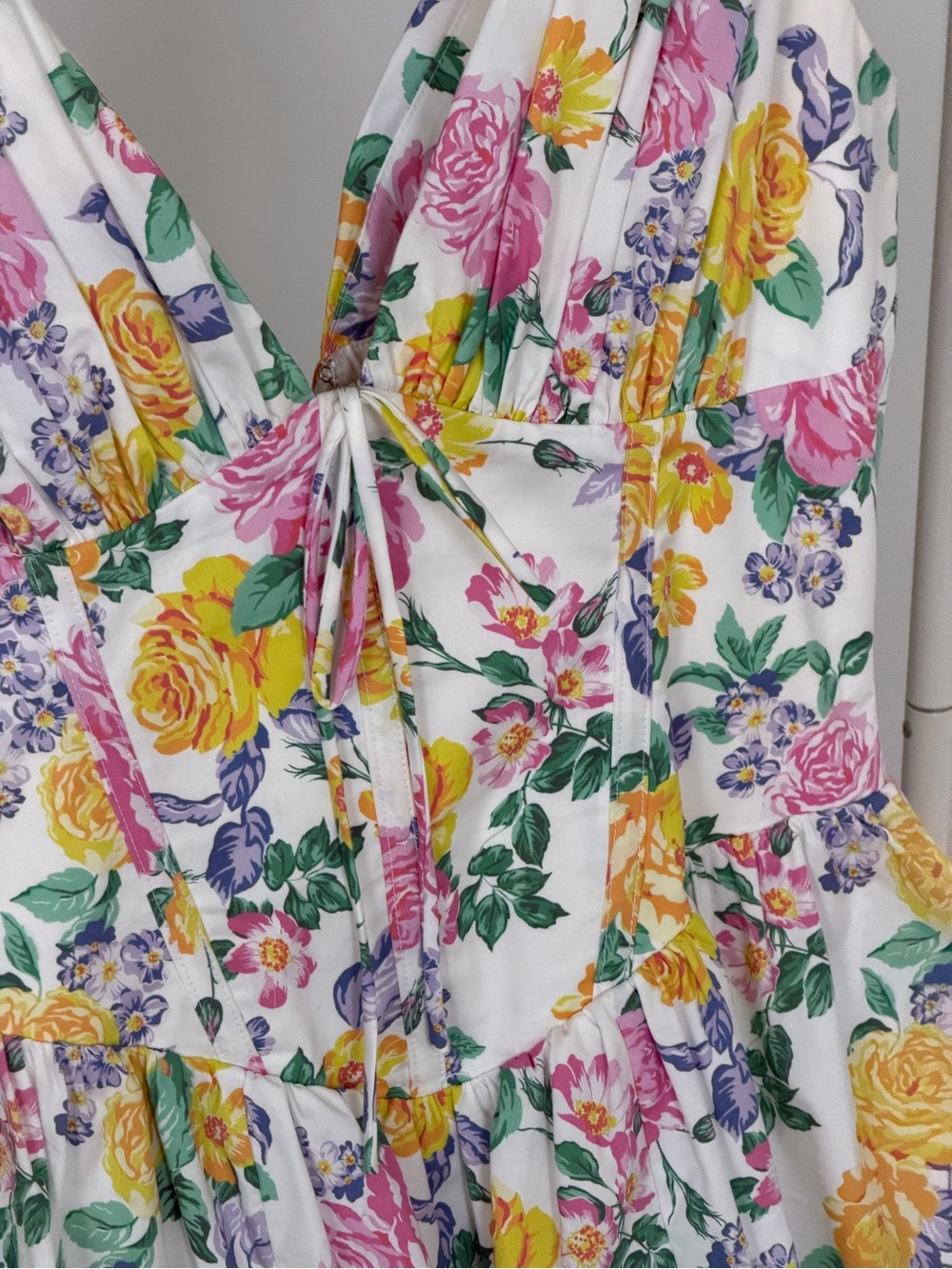 House of CB White Maxi Dress with Pink & Yellow Floral Print - Picture 3 of 9